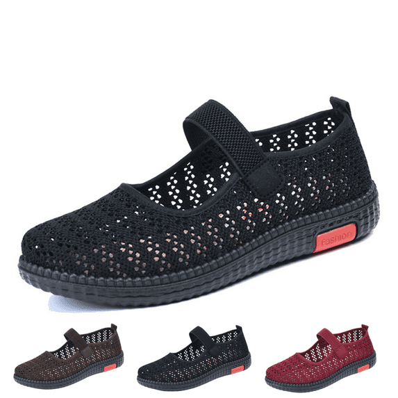 CHICVOMEY Women's Walking Shoes Breathable Mesh Slip-On Sneakers with Non-Slip Sole Wide Toe Comfortable Cushioning for Standing Work Running Lightweight Summer Shoes for Women