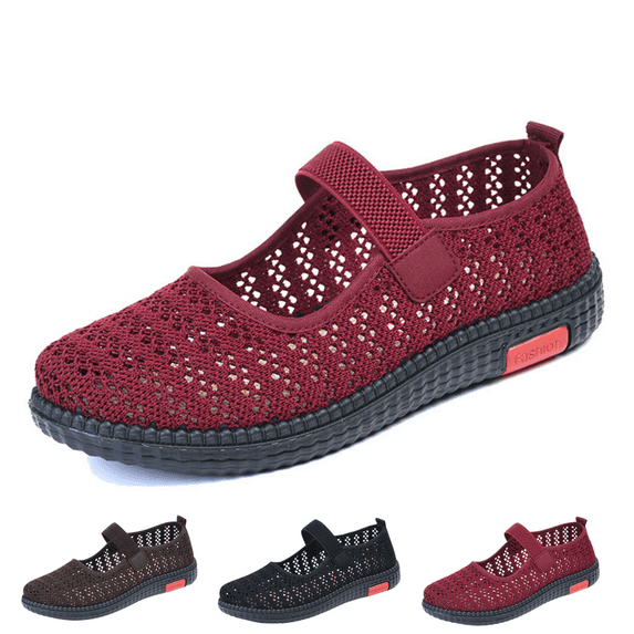 CHICVOMEY Women's Walking Shoes Breathable Mesh Slip-On Sneakers with Non-Slip Sole Wide Toe Comfortable Cushioning for Standing Work Running Lightweight Summer Shoes for Women