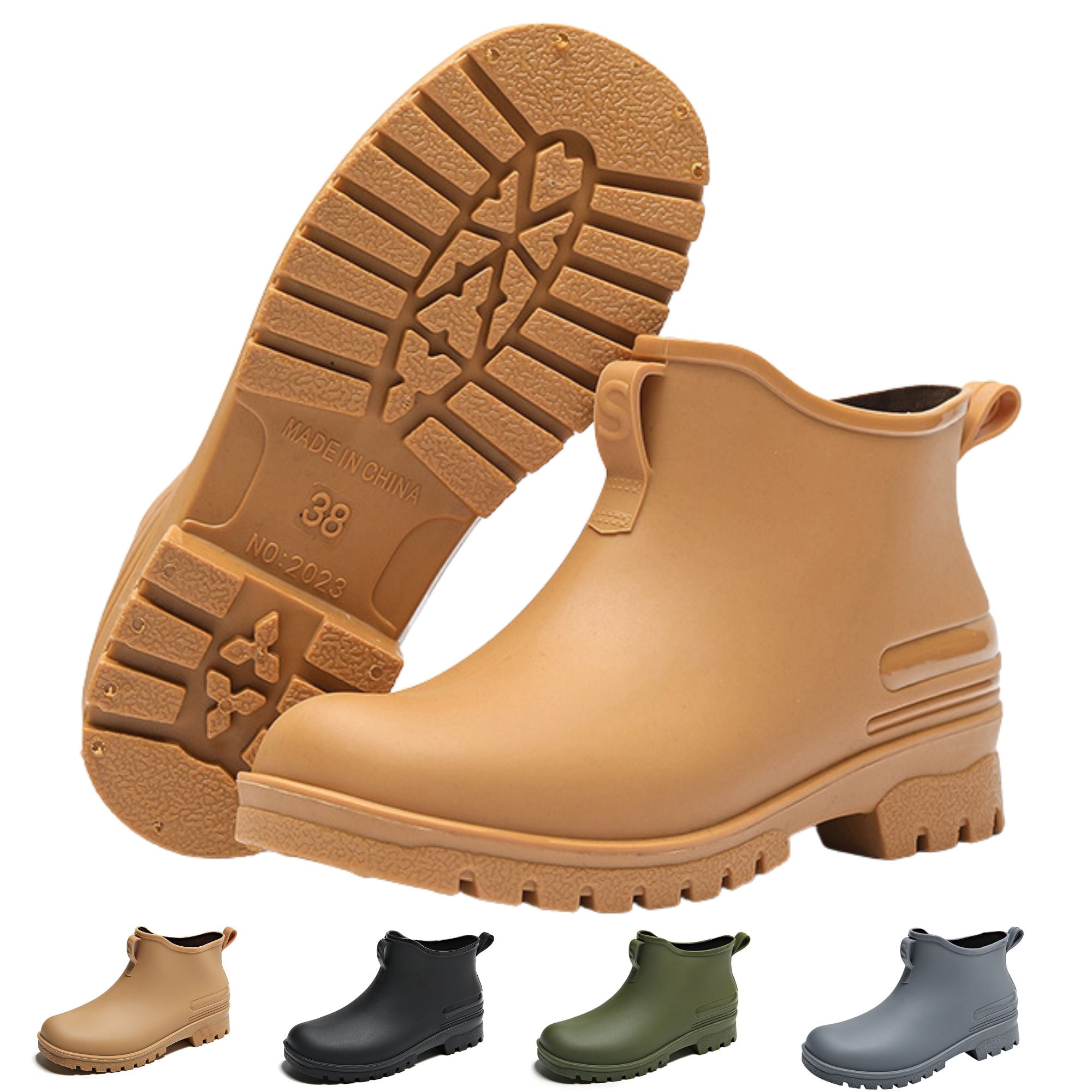 CHICVOMEY Women's Waterproof Chelsea Rain Boots Anti-Slip Work Boots for Gardening Fishing & Outdoor Ankle-Length Traction Sole Boots for Women & Men