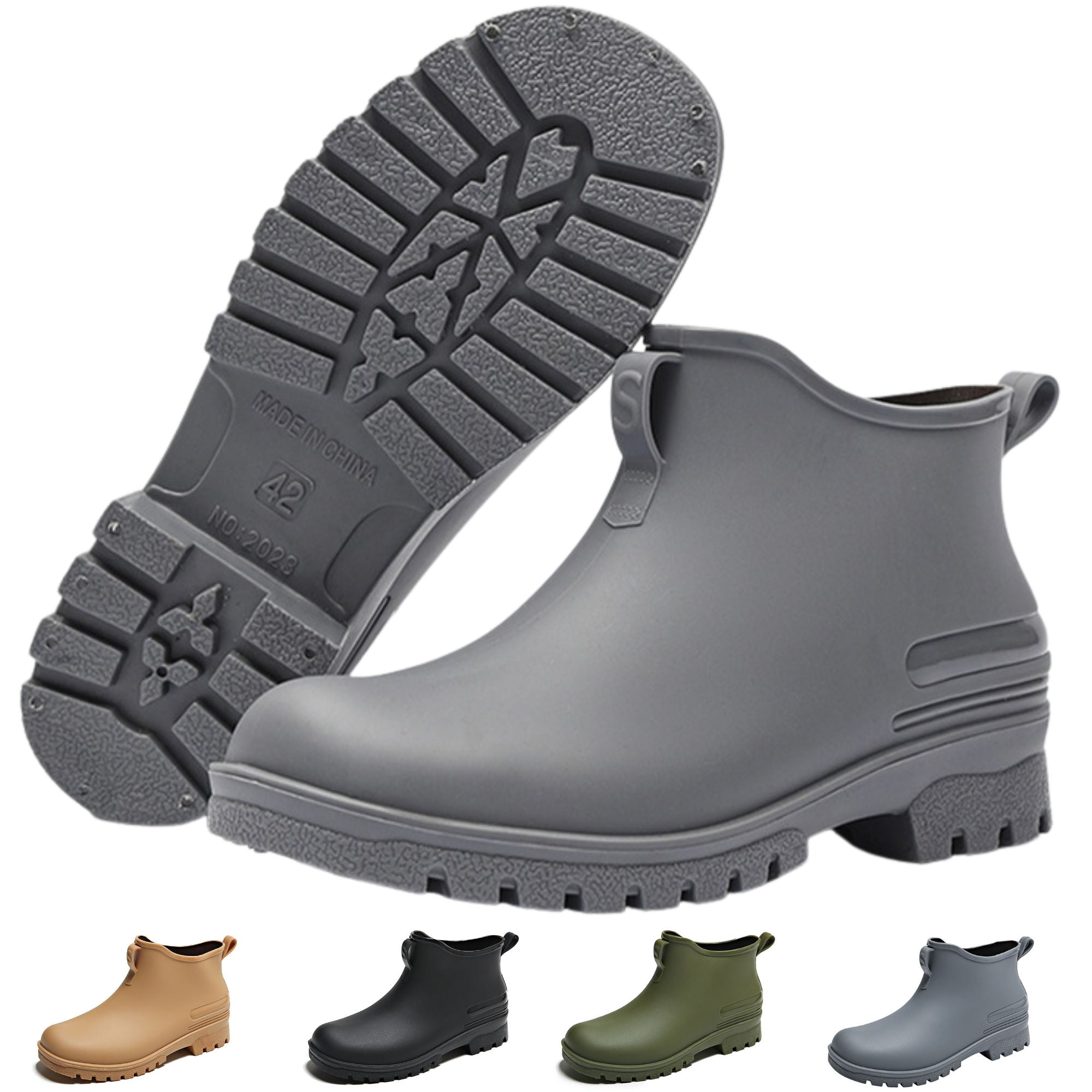 CHICVOMEY Women's Waterproof Chelsea Rain Boots Anti-Slip Work Boots for Gardening Fishing & Outdoor Ankle-Length Traction Sole Boots for Women & Men
