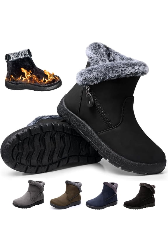 Women's Waterproof Insulated Snow Boots with Fur Lined Ankle Warm Comfort Slip On Shoes Ankle Boots for Women Outdoor