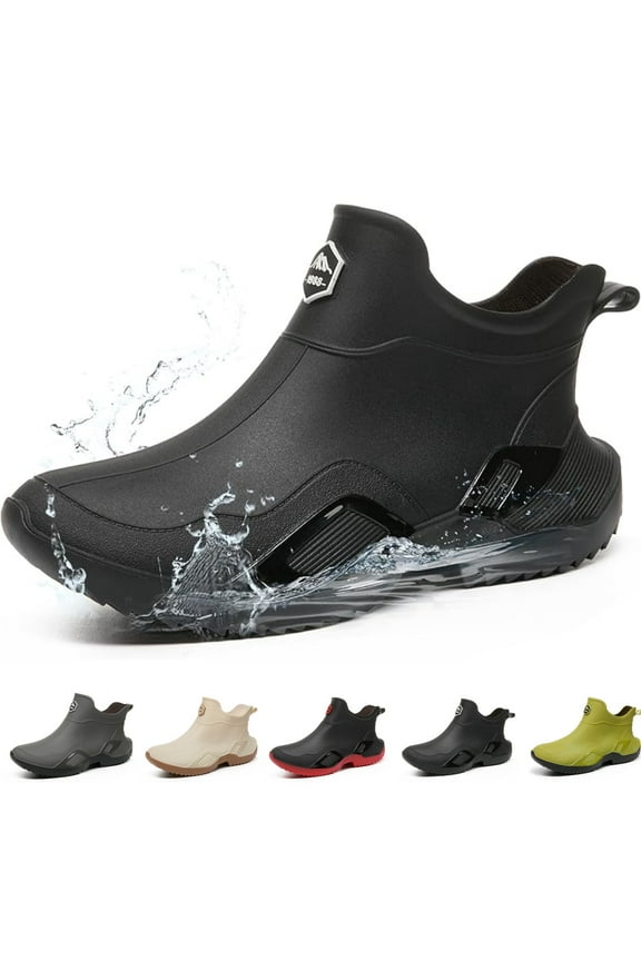 Women's Waterproof Rain Boots Anti-Slip Ankle Boots for Gardening Fishing Farming Boating Outdoor Work Traction Sole Short Rain Boots for Women & Men