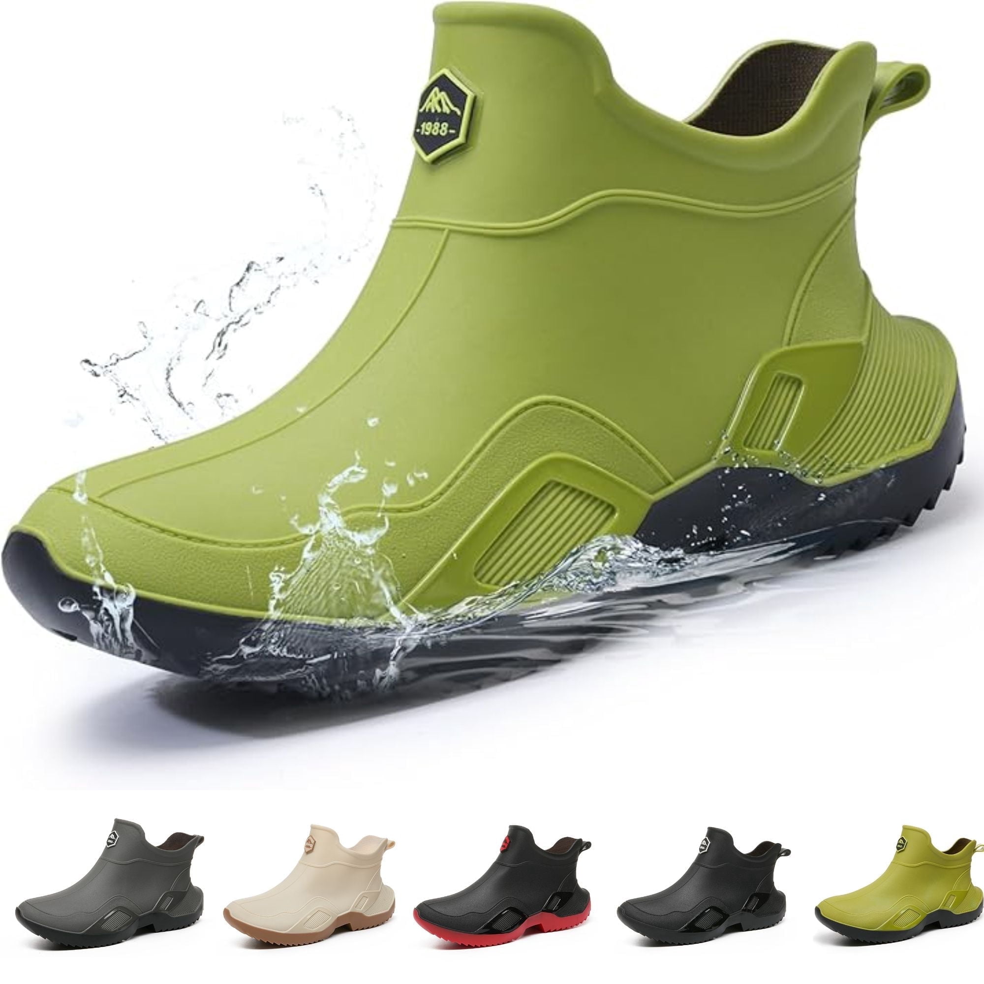 CHICVOMEY Women's Waterproof Rain Boots Anti-Slip Ankle Boots for Gardening Fishing Farming Boating Outdoor Work Traction Sole Short Rain Boots for Women & Men