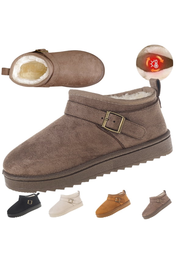 Women's Waterproof Snow Ankle Booties Suede Winter Snow Boots with Faux Fur Lining for Outdoor Mini Boots