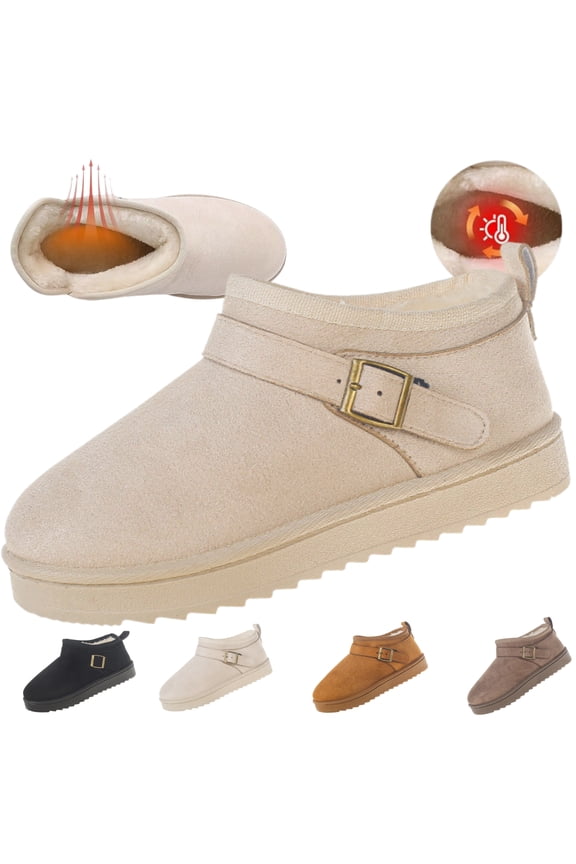 Women's Waterproof Snow Ankle Booties Suede Winter Snow Boots with Faux Fur Lining for Outdoor Mini Boots