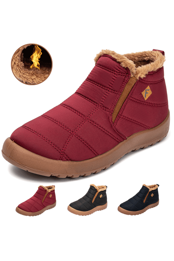 Women's Waterproof Snow Boots Slip On Winter Ankle Booties with Fur Lined Comfort Anti-Slip Outdoor Snow Boots for Women&Men