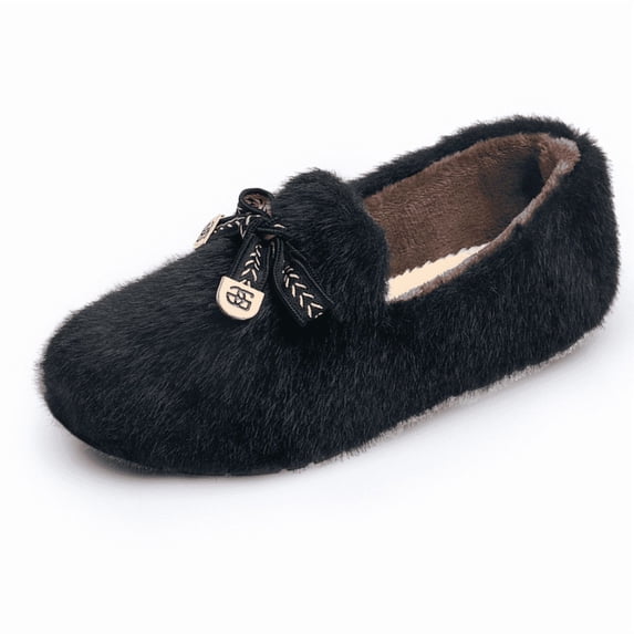 CHICVOMEY Women's Winter Shoes Cozy Slip-On Loafers with Thick Fleece Lining Non-Slip Rubber Sole Warm Casual Walking Shoes for Women Indoor Outdoor Comfort Shoes