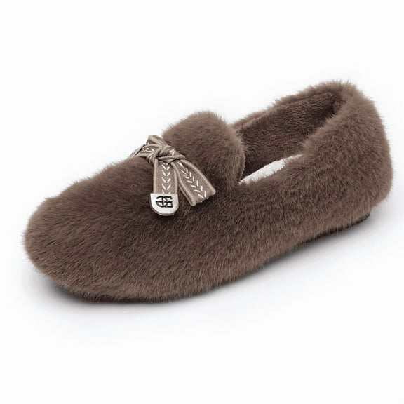 CHICVOMEY Women's Winter Shoes Cozy Slip-On Loafers with Thick Fleece Lining Non-Slip Rubber Sole Warm Casual Walking Shoes for Women Indoor Outdoor Comfort Shoes