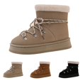 thumbnail image 1 of CHICVOMEY Women's Winter Snow Boots Short Ankle Booties with Fur Lace-Up Round Toe Warm Non-Slip Shoes for Cold Weather, 1 of 6