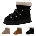 thumbnail image 1 of CHICVOMEY Women's Winter Snow Boots Short Ankle Booties with Fur Lace-Up Round Toe Warm Non-Slip Shoes for Cold Weather, 1 of 6