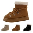 thumbnail image 1 of CHICVOMEY Women's Winter Snow Boots Short Ankle Booties with Fur Lace-Up Round Toe Warm Non-Slip Shoes for Cold Weather, 1 of 6
