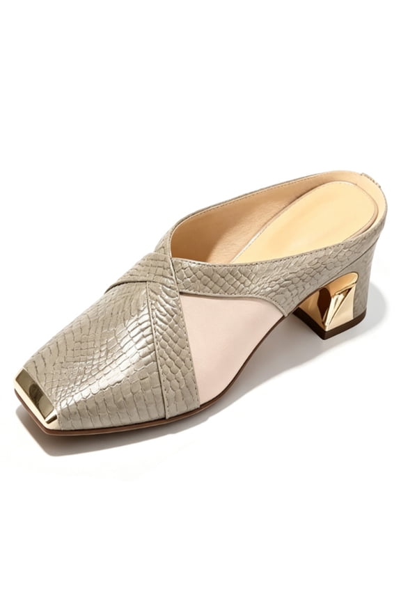 Womens Block Heel Square Toe Mules Backless Cutout Mesh Heels Block Heel Breathable Dress Shoes for Club Cocktail Party Cocktail Party Formal Occasion