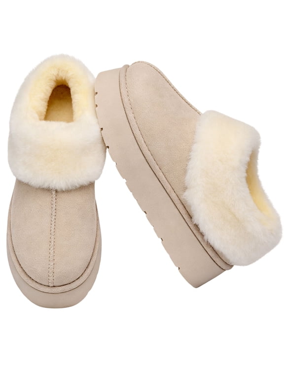 Womens Platform House Slippers Slip on Cozy Warm Lightweight Non-slip House Shoes Slip-On Boots for Indoor Outdoor