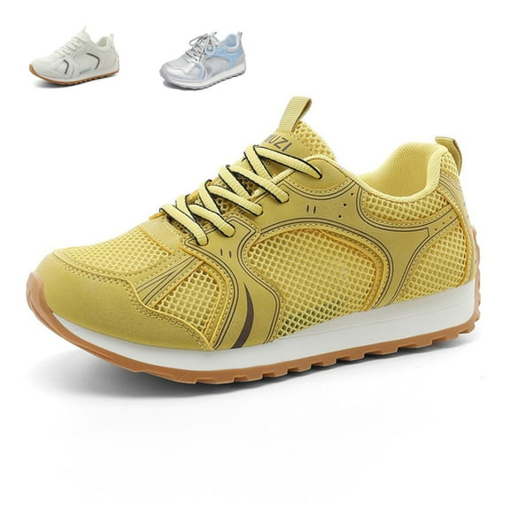 CHICVOMEY Womens Retro Mesh Sneakers Lightweight Breathable with Foam Comfort Non Slip Wide Width for Running Tennis Casual Lace Up Walking Shoes