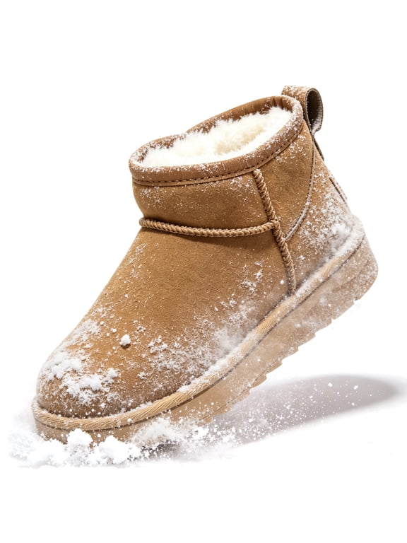 Womens Snow Ankle Boots Platform Winter Fur-Lined Boots Cozy Warm Anti-Slip Memory Foam Outdoor Booties