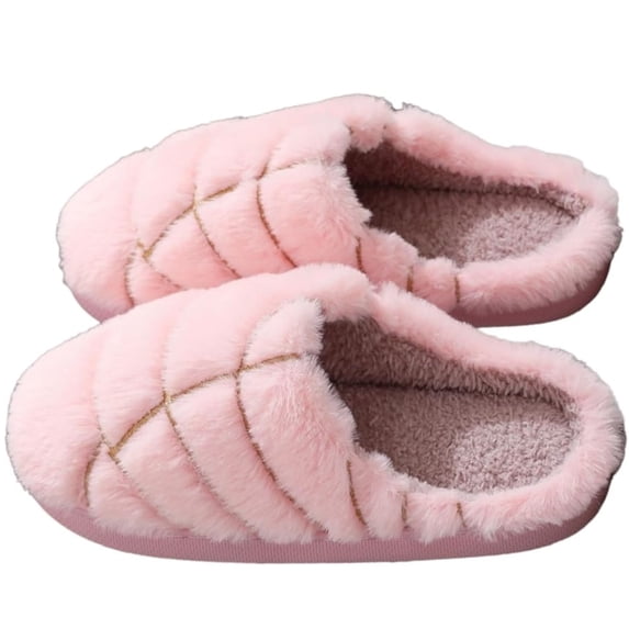 CHICVOMEY Womens Soft Cozy Slippers Mexican Concha Bread Warm Plush Slippers for Women with Memory Foam Insoles Warm Cozy House Shoes for Indoor Outdoor Home Use