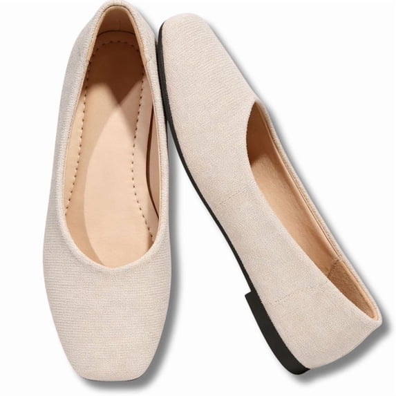 CHICVOMEY Womens Square Toe Minimalist Flats Slip On Suede Loafers Comfort Lightweight Dress Shoes for Office Casual Weekend Travel School Campus