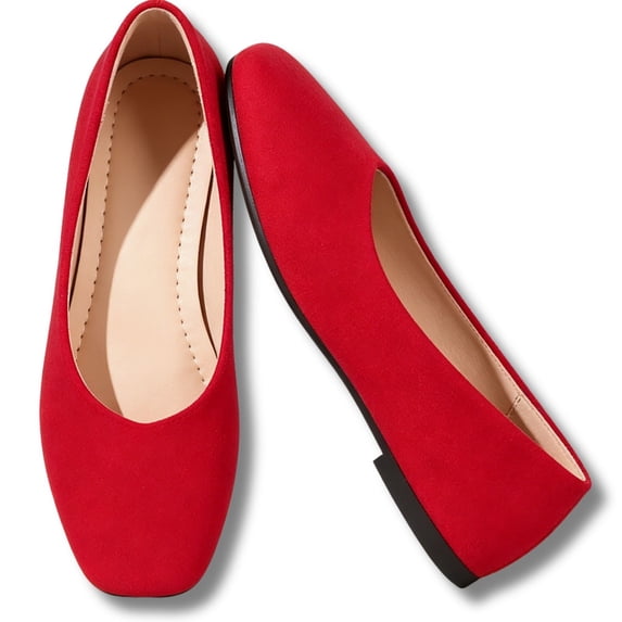 CHICVOMEY Womens Square Toe Minimalist Flats Slip On Suede Loafers Comfort Lightweight Dress Shoes for Office Casual Weekend Travel School Campus