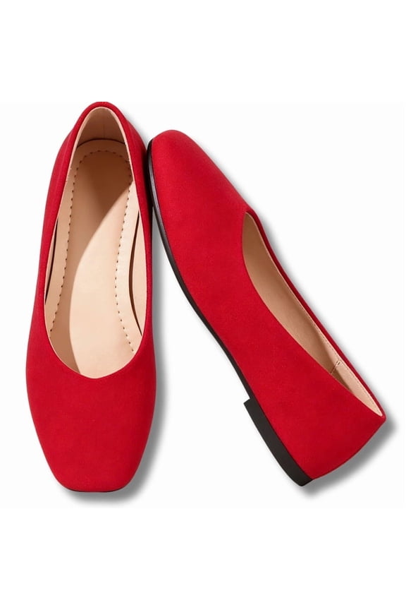Womens Square Toe Minimalist Flats Slip On Suede Loafers Comfort Lightweight Dress Shoes for Office Casual Weekend Travel School Campus