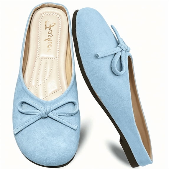 CHICVOY Womens Slip On Mules Closed Toe Comfortable Slippers for Women Casual Ballet Flats Style Wide Width Womens Flats Easy On Off Shoes for Home Commute Office