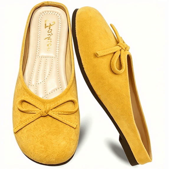 CHICVOMEY Womens Slip On Mules Closed Toe Comfortable Slippers for Women Casual Ballet Flats Style Wide Width Womens Flats Easy On Off Shoes for Home Commute Office