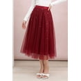 thumbnail image 1 of CHICWISH Sequins Tulle Skirts Elastic Waist Mesh Midi Holiday Flowy Layered Red Skirt, 1 of 8