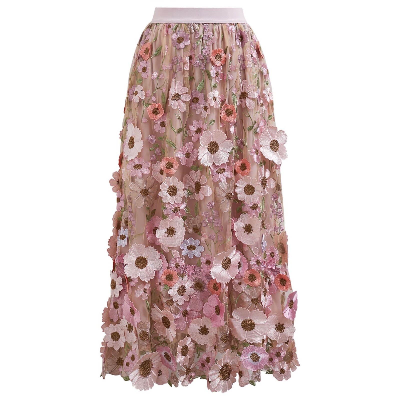 3D Floral Embellished Short Skirt Set