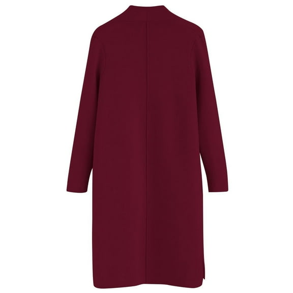 CHICWISH Women's Burgundy Classy Open Front Knit Coat, Size M-L
