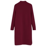 CHICWISH Womens Burgundy Classy Open Front Knit Coat, Size M-L