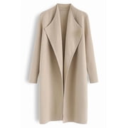 CHICWISH Womens Classy Light Tan Open Front Knit Coat Cardigan, Size XL-XXL