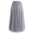 thumbnail image 1 of CHICWISH Women's Grey Layered Mesh Ballet Prom Party Tulle Tutu A-Line Maxi Skirt, 1 of 6