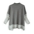 thumbnail image 1 of CHICWISH Women's Grey Striped Oversize Soft Knit Cape Sweater Pullover, 1 of 9