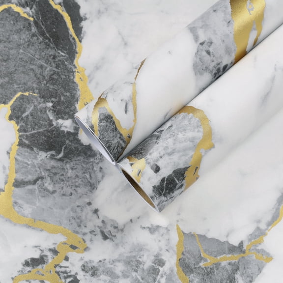 CHIHUT 12"x100" Grey Gold Marble Contact Paper for Countertops Waterproof Self Adhesive Peel and Stick Contact Paper for Kitchen Backsplash Matte Liquid Marble Vinyl Wrap for Walls Cabinets