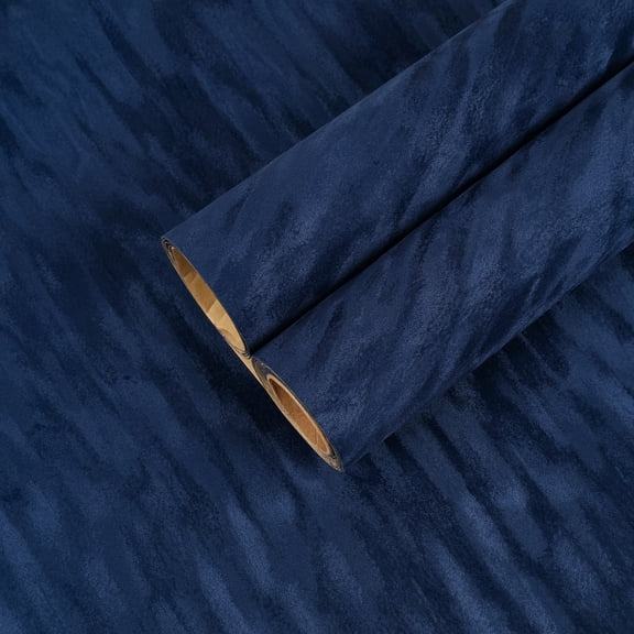 CHIHUT 12"x100" Dark Blue Velvet Contact Paper for Shelf Liners Peel and Stick Velvet Wallpaper for Bedroom Self Adhesive Contact Paper Drawer Felt Liner Roll for Walls Cabinets