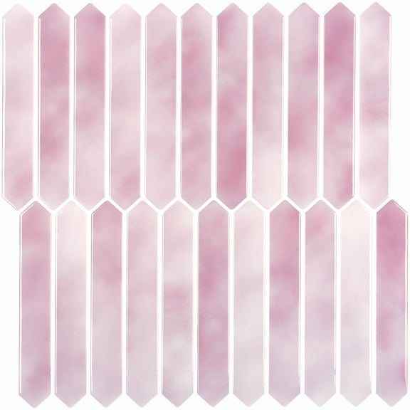 CHIHUT 12''x12'' Pink Adhesive Tiles Peel and Stick Backsplash Heat Long Hexagon Stick on Tiles Backsplash for Kitchen Bathroom Laundry Room Wall Tiles Sticker for Fireplace 6 Sheets