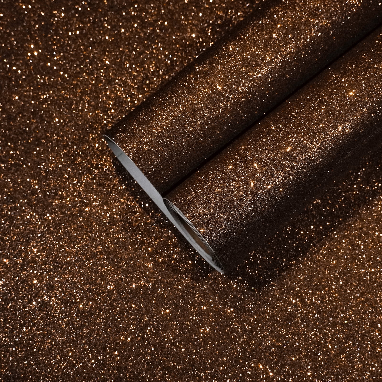 CHIHUT 15.7"x100" Glitter Peel and Stick Wallpaper Sparkle Dark Brown ...