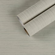 CHIHUT Faux Grasscloth Peel and Stick Wallpaper Gray Beige Linen Textured Wallpaper 17.7"x100" Self Adhesive Fabric Wall Mural for Bedroom Removable White Contact Paper for Cabinets Liners Walls