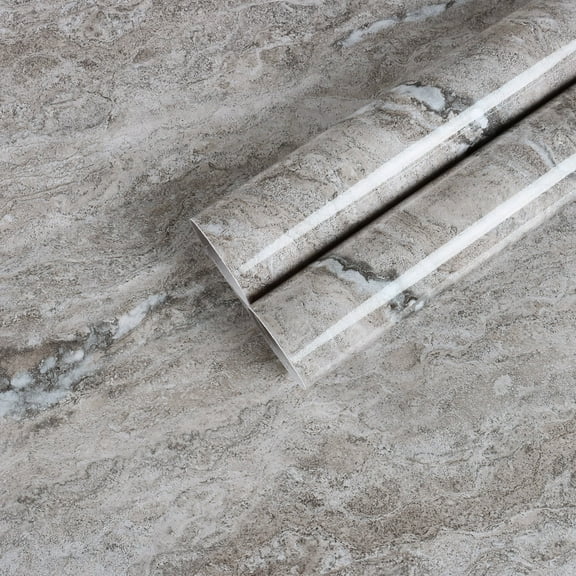 CHIHUT 17.7"x100" Marble Contact Paper Brown Grey Marble Wallpaper Peel and Stick Countertops