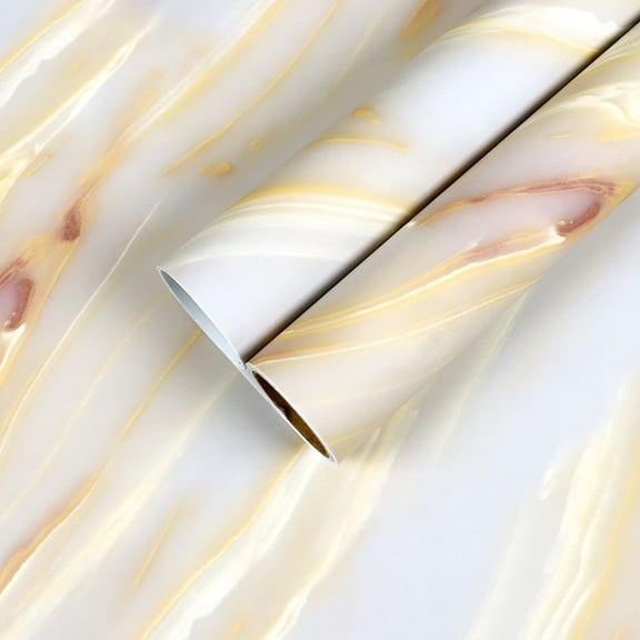 CHIHUT 17.7"x118" Gold Kitchen Countertop Contact Paper Marble Contact Paper for Countertops Waterproof Peel and Stick Wallpaper for Bathroom Self Adhesive Vinyl Wallpaper for Cabinet Table Desk