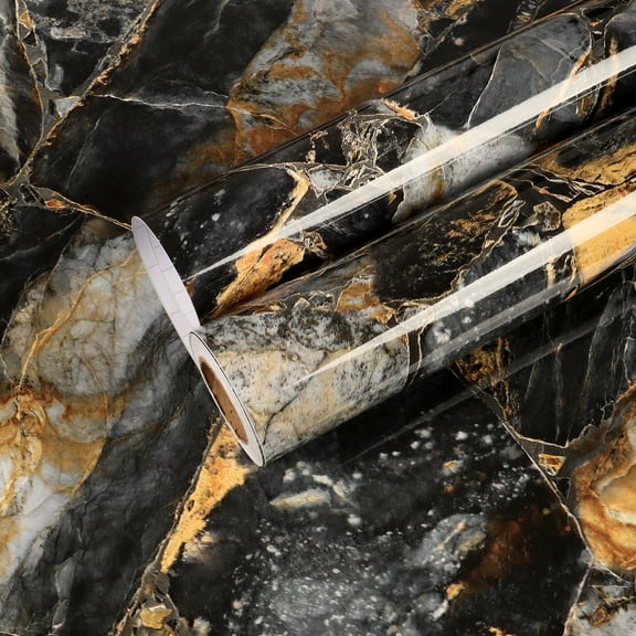 CHIHUT Black Gold Mable Peel and Stick Countertop 17.7"x236" Self Adhesive Marble Wallpaper Waterproof