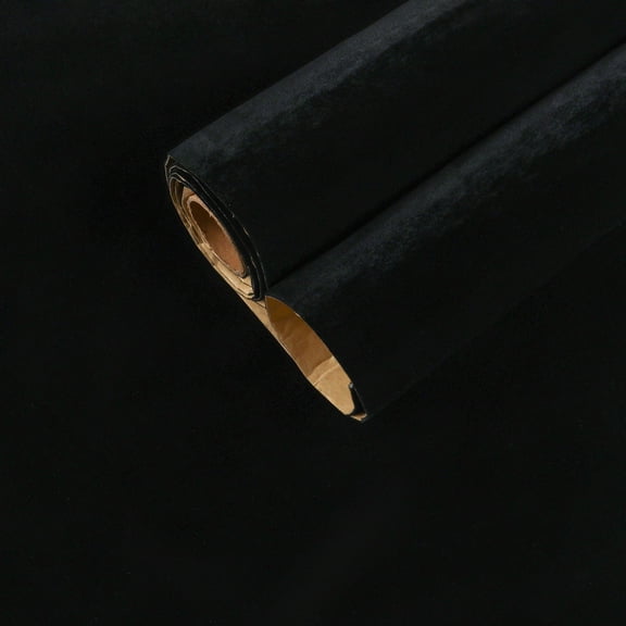 CHIHUT Black Self Adhesive Velvet Jewelry Drawer Liner 17.7''x100'' Soft Velvet Flocking Liner for Box Lining Felt Fabric Peel and Stick Velvet Wallpaper Roll for Dresser Shelf Liner Backsplash Decor