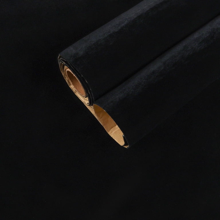 Chihut Black Self Adhesive Velvet Jewelry Drawer Liner 17.7''x100'' Soft Velvet Flocking Liner for Box Lining Felt Fabric Peel and Stick Velvet