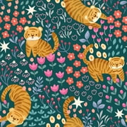 CHIHUT Cartoon Peel and Stick Contact Paper for Countertops Waterproof Self Adhesive Decorative Floral Wallpaper for Cabinets Removable Cartoon Tiger Wall Paper Vinyl Roll for Bedroom 17.7”x100”