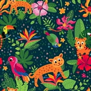CHIHUT Colorful Tropical Peel and Stick Wallpaper for Kitchen Jungle Animal Self Adhesive Contact Paper for Countertop Waterproof Removable Wall Paper Vinyl Roll for Cabinets Walls 17.7"x100"
