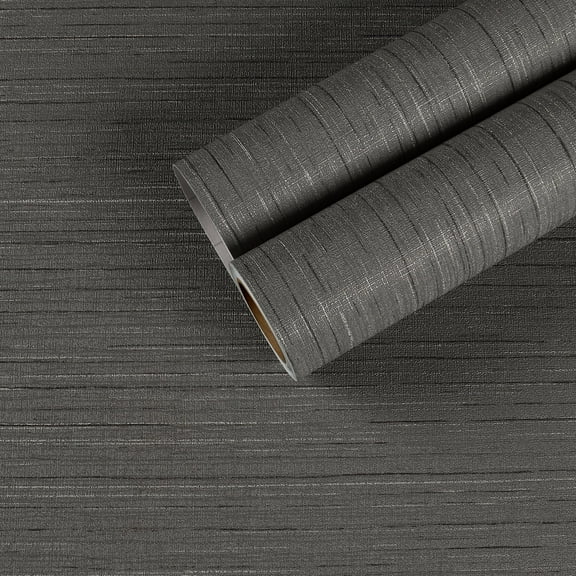 CHIHUT Dark Gray Grasscloth Peel and Stick Wallpaper for Kitchen Gray Self Adhesive Textured Contact Paper for Countertops Waterproof Fabric Linen Removable Wall Paper for Walls Cabinets 17.7"x236"