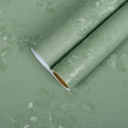 CHIHUT Dark Green Embossed Flower Peel and Stick Wallpaper for Kitchen Self Adhesive Textured Floral Contact Paper for Countertop Waterproof Removable Wall Paper for Cabinets Badroom 12"x100"