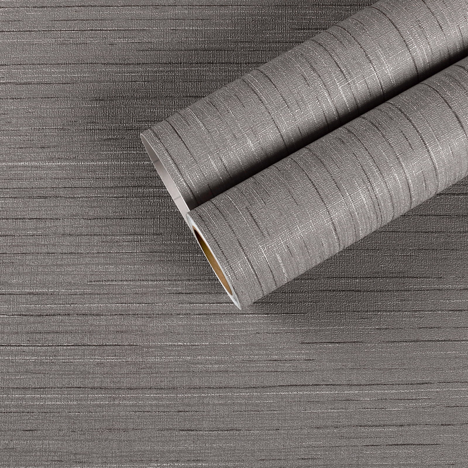 CHIHUT Dark Grey Grasscloth Wallpaper Peel and Stick Fabric Textured