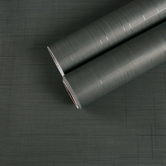 CHIHUT Dark Grey Grasscloth Wallpaper Peel and Stick Wallpaper for Walls Self Adhesive 17.7"x100"