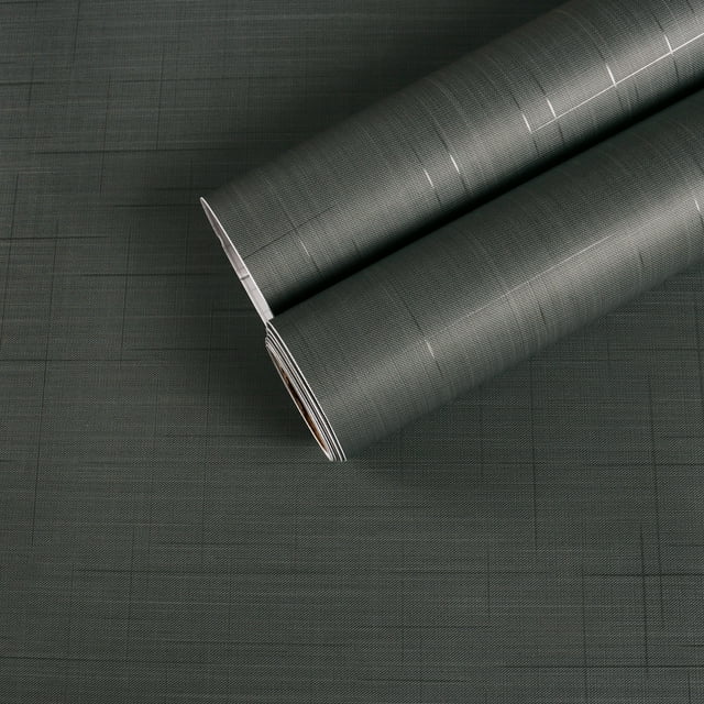 CHIHUT Dark Grey Grasscloth Wallpaper Peel and Stick Wallpaper for Walls Self Adhesive 17.7"x100