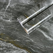 CHIHUT Dark Grey Marble Peel and Stick Countertops Contact Paper 17.7"x236" Waterproof Peel and Stick Marble Wallpaper for Kitchen Counter Tops Self Adhesive Marble Contact Paper for Cabinets Liners